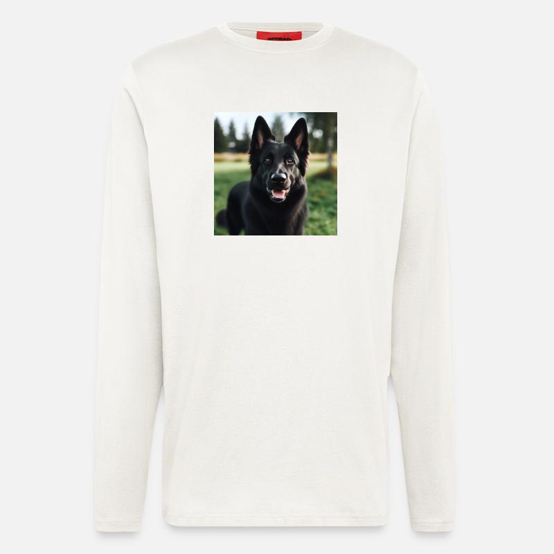 Schwarzer Deutscher Schäferhund - Langarmshirt - made by SPREAD  - OFF WHITE