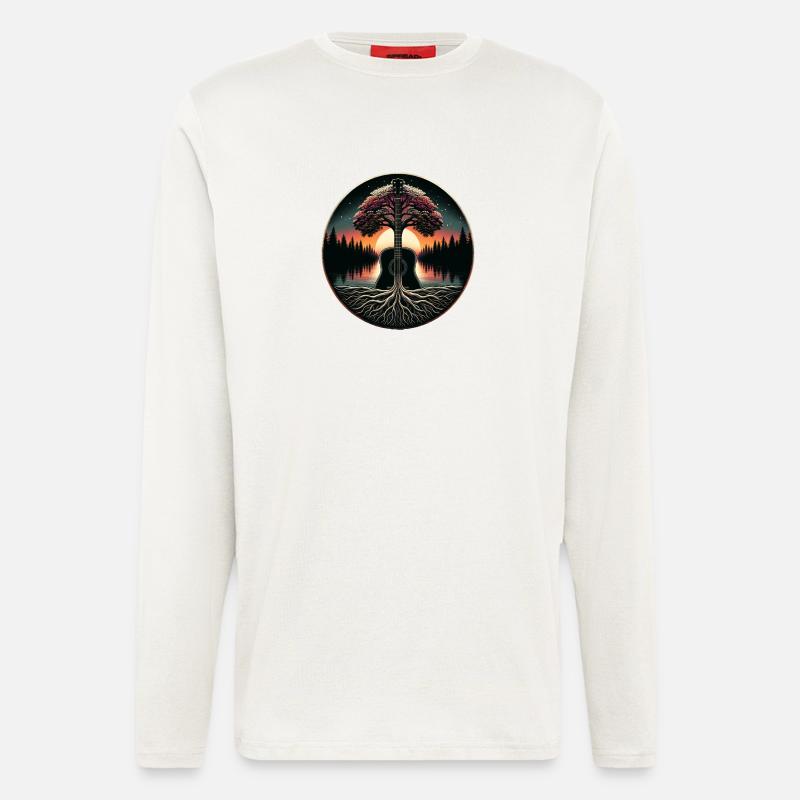 Abstrakte Gitarre im Wald - Langarmshirt - made by SPREAD  - OFF WHITE