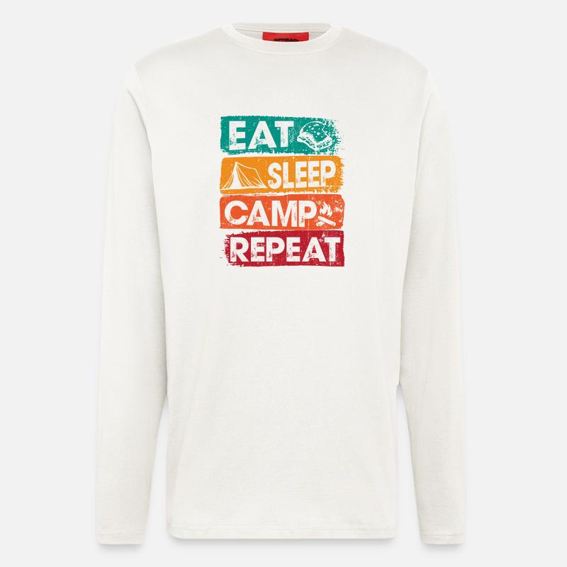 Eat Sleep Camp Repeat Outdoors - Longsleeve - made by SPREAD  - OFF WHITE