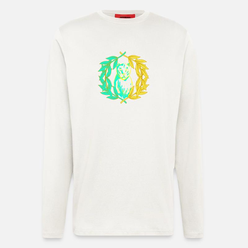Leopard Tiger Katze Lorbeerkranz - Langarmshirt - made by SPREAD  - OFF WHITE