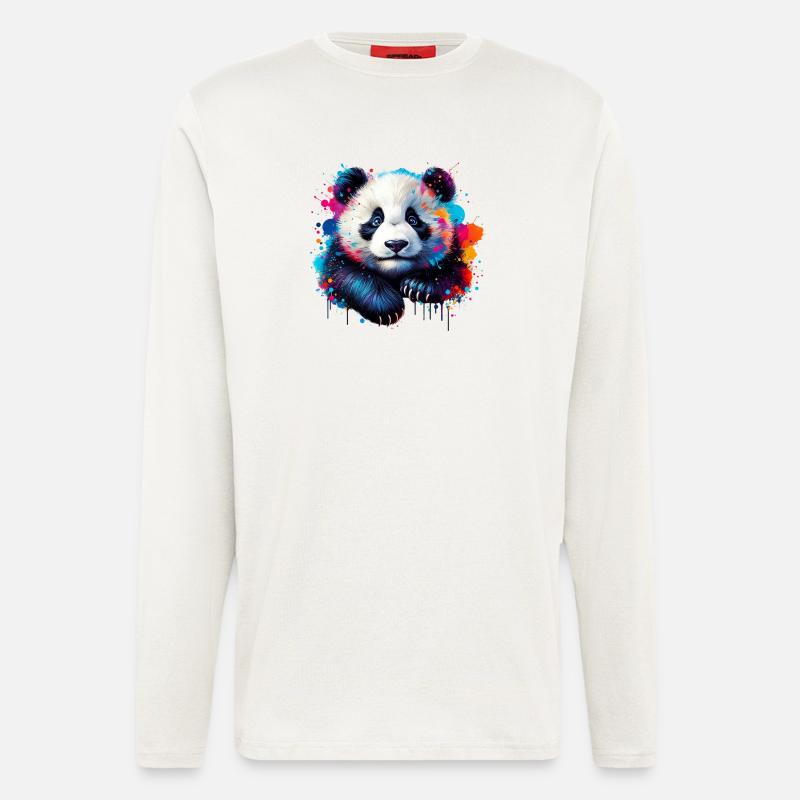Panda - Manches longues bio décontracté fabriqué en UE - OFF WHITE