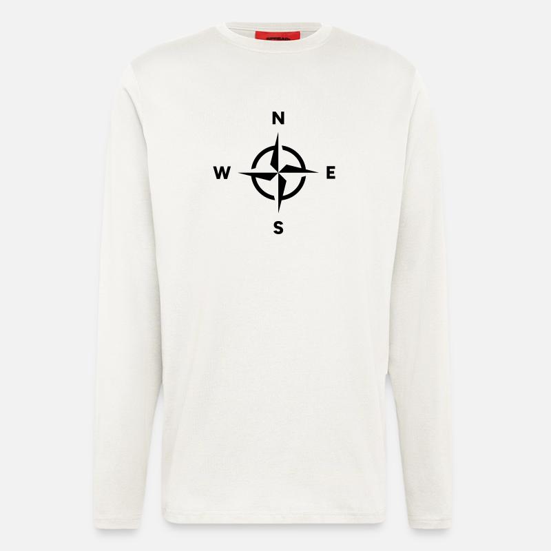 Kompass Navigation Orientierung Himmelsrichtung - Langarmshirt - made by SPREAD - OFF WHITE