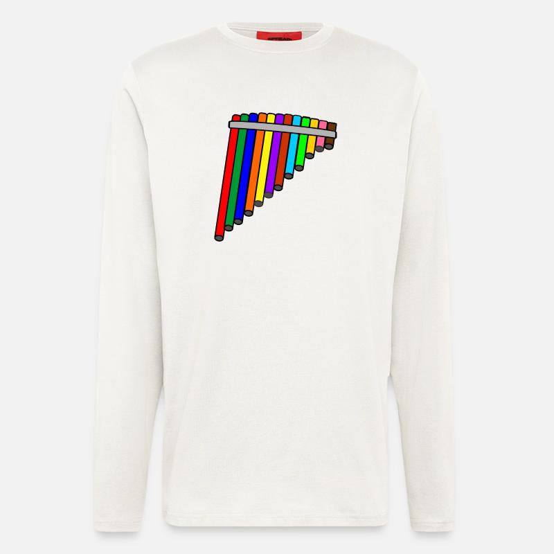 Panflöte farbig - Langarmshirt - made by SPREAD  - OFF WHITE
