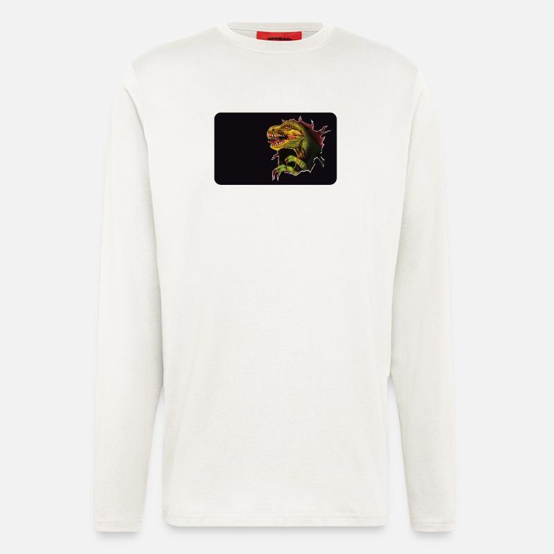 T-Rex Ausbruch durch Loch - Langarmshirt - made by SPREAD - OFF WHITE