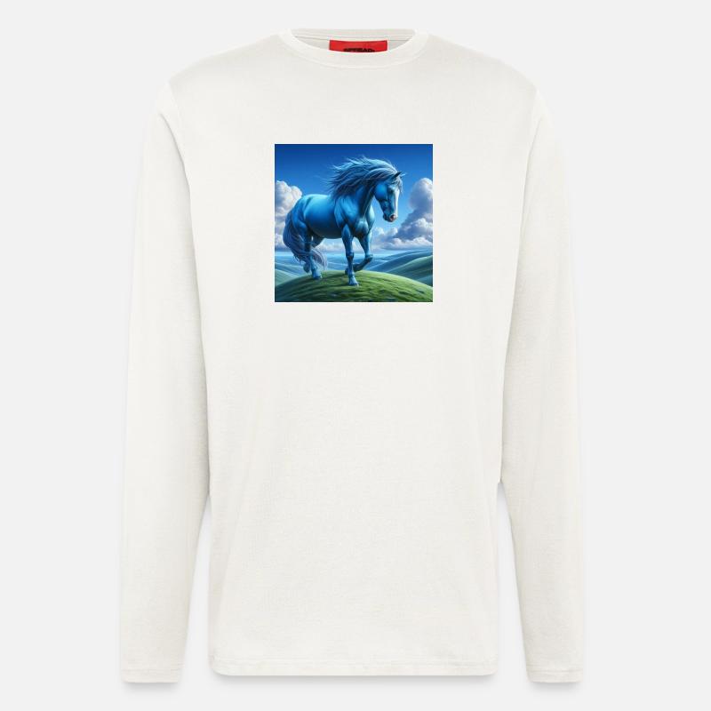 Blaues Pferd - Langarmshirt - made by SPREAD  - OFF WHITE