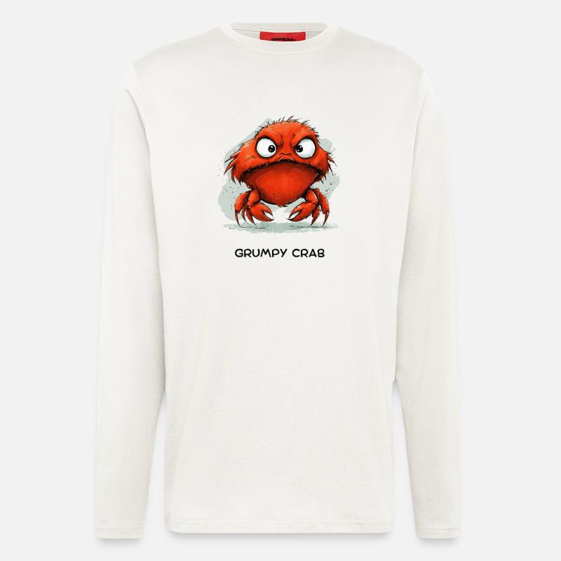 Grumpy Crab - Mürrische Cartoon Krabbe Design - Longsleeve - made by SPREAD - OFF WHITE