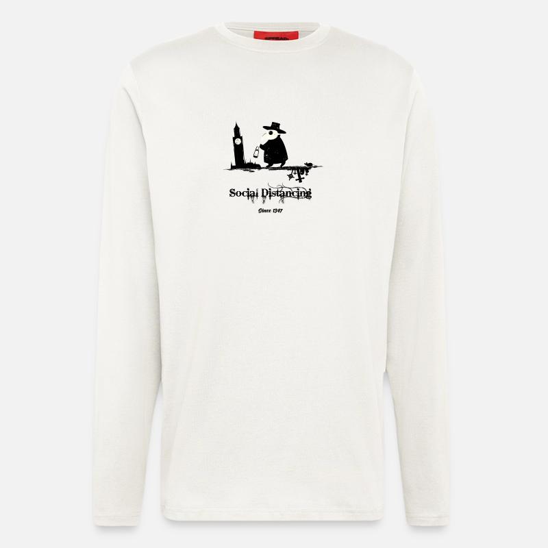 Social Distancing since 1347 - Langarmshirt - made by SPREAD - OFF WHITE