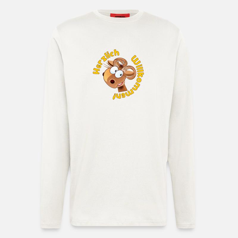 Herzlich Willkommen - Widder Schafe - Langarmshirt - made by SPREAD  - OFF WHITE