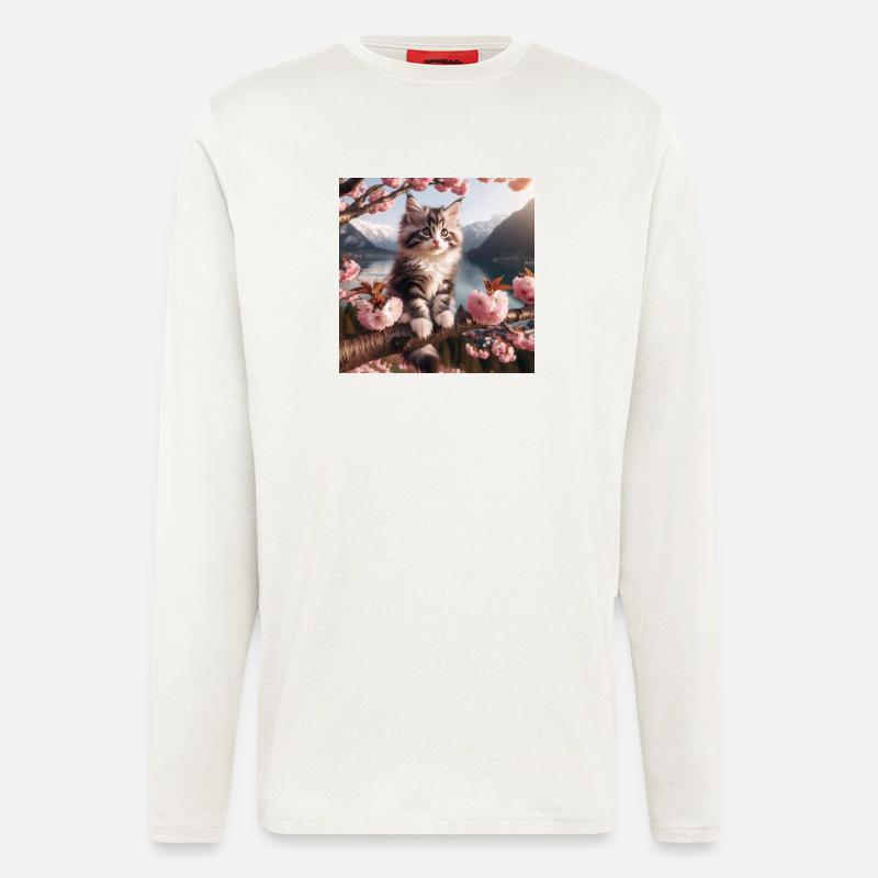 Maine Coon Katze Welpe - Langarmshirt - made by SPREAD - OFF WHITE