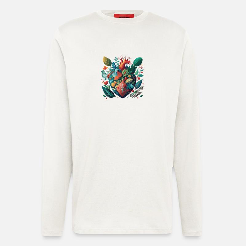 Regenbogen Botanisches Herz - Langarmshirt - made by SPREAD  - OFF WHITE