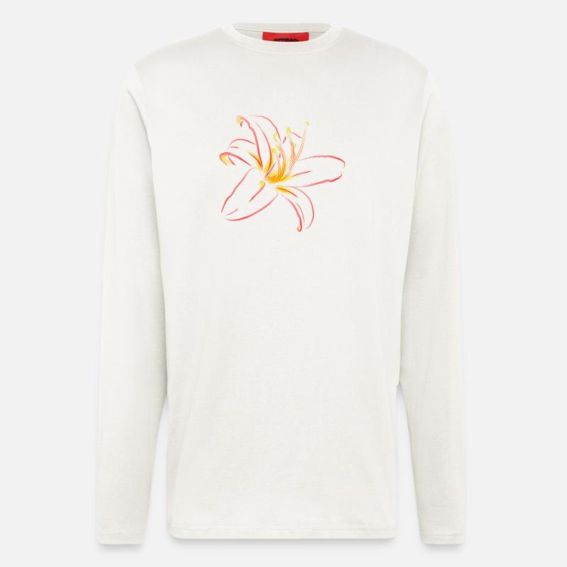 Flammenblüte Linienkunst - Langarmshirt - made by SPREAD  - OFF WHITE