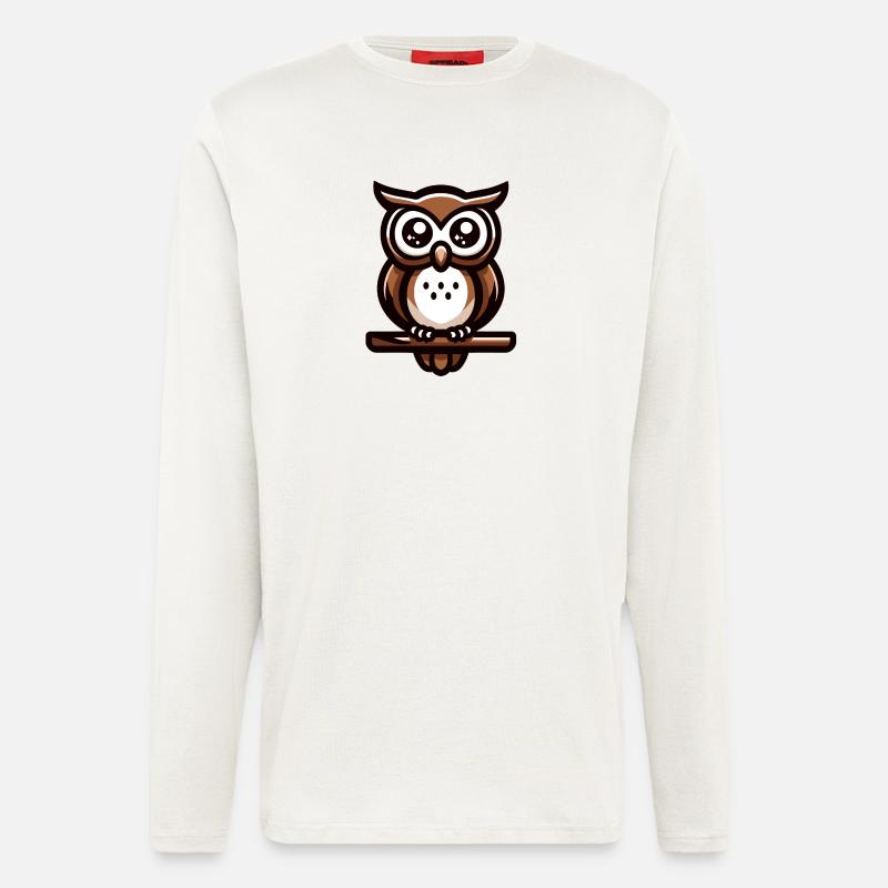 Eine Eule im Cartoon-Stil - Langarmshirt - made by SPREAD  - OFF WHITE
