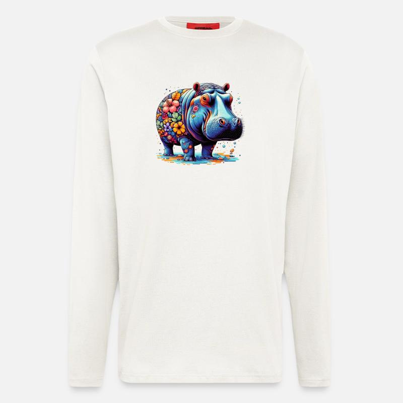 Nilpferd - Langarmshirt - made by SPREAD  - OFF WHITE