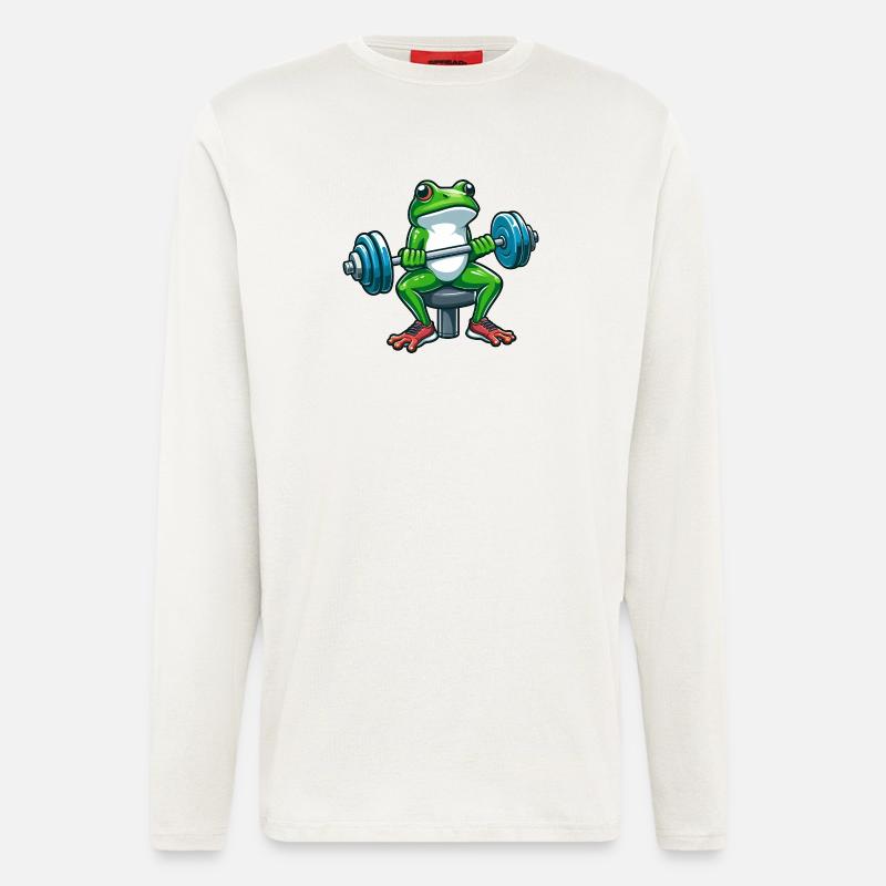 Starker Frosch Workout Hanteltraining - Langarmshirt - made by SPREAD - OFF WHITE