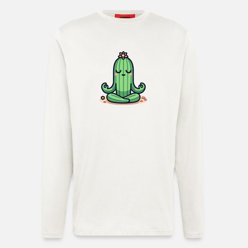 Zen Cactus - Peaceful Plant Pose - Longsleeve - made by SPREAD  - OFF WHITE