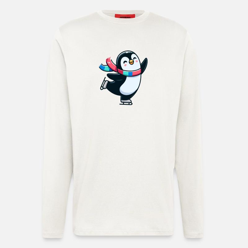 Winter Waltz Penguin: The Icy Dancer - Longsleeve - made by SPREAD  - OFF WHITE