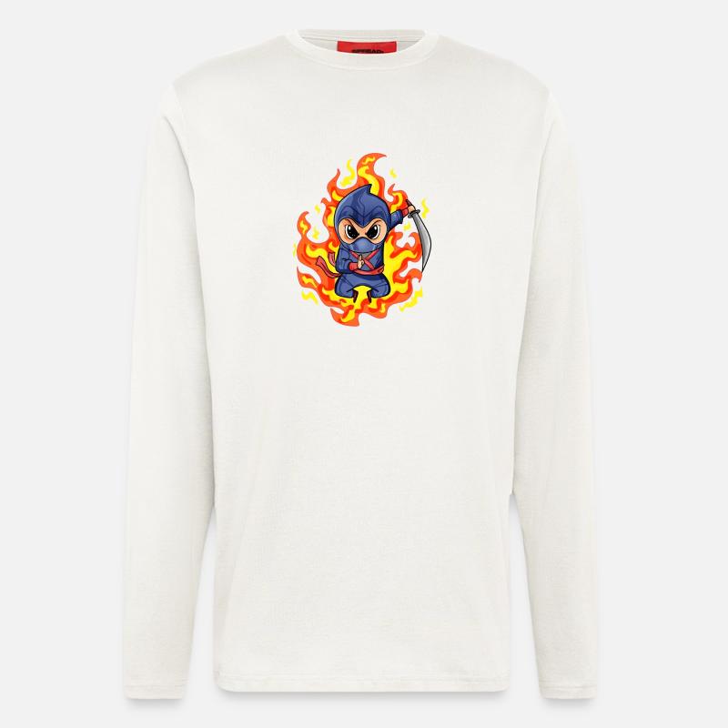 Ninja Motif Fire Red - Longsleeve - made by SPREAD  - OFF WHITE