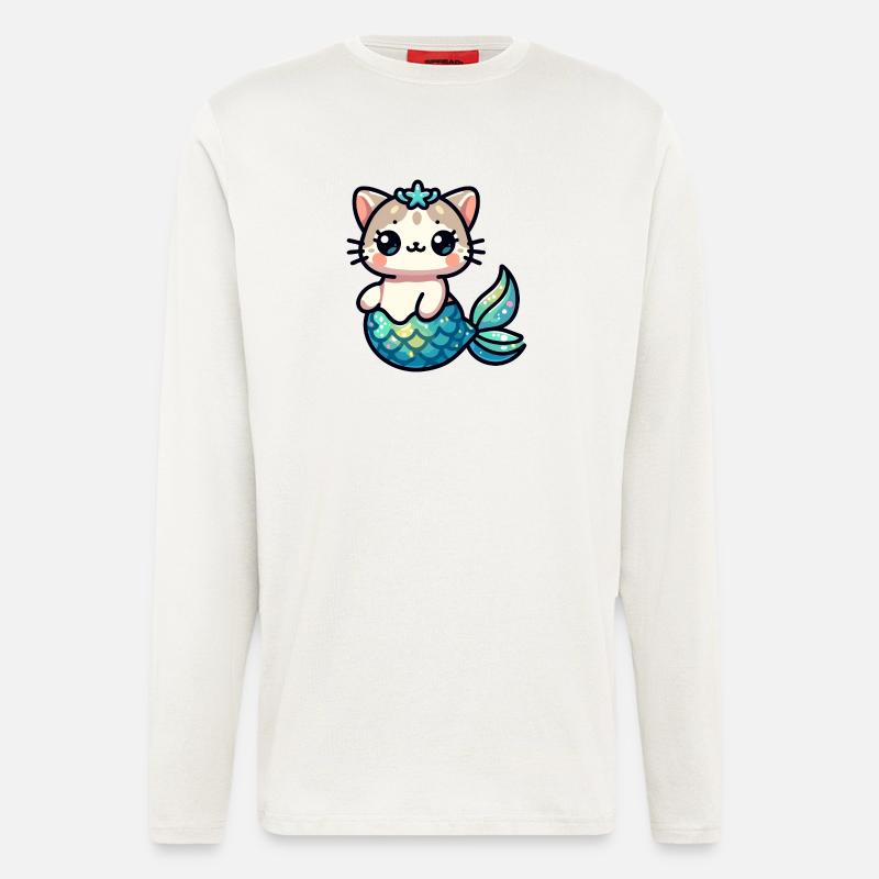Purrmaid Sparkle: Das Meereskätzchen - Langarmshirt - made by SPREAD  - OFF WHITE