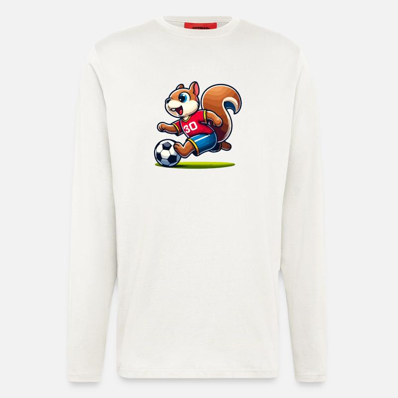 Scamper Striker: Das Fußball-Eichhörnchen - Langarmshirt - made by SPREAD  - OFF WHITE