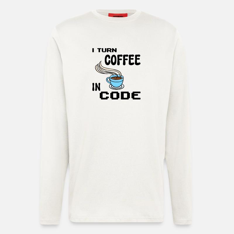 Programmeur de code Scripting Statement Développeur - Manches longues bio décontracté fabriqué en UE - OFF WHITE
