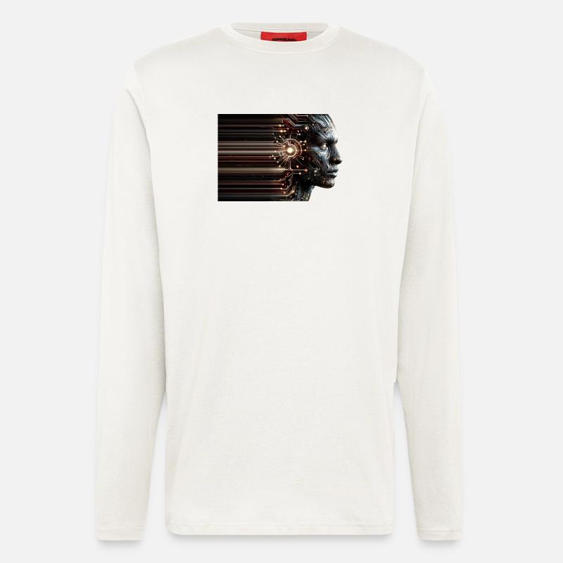 Digitaler Geist Cyborg Design - Langarmshirt - made by SPREAD  - OFF WHITE