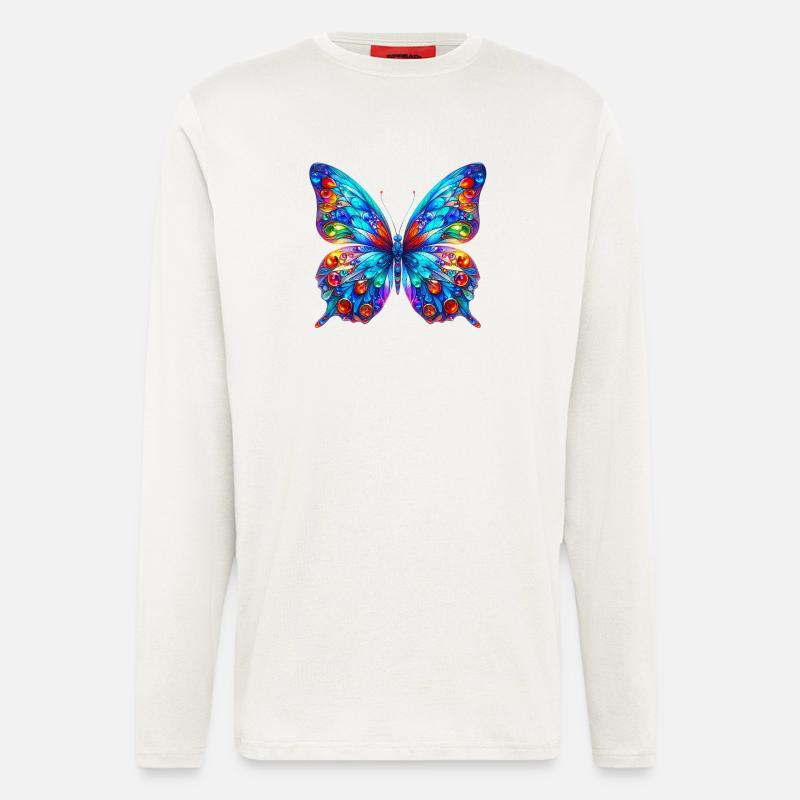 Papillon - Manches longues bio décontracté fabriqué en UE - OFF WHITE