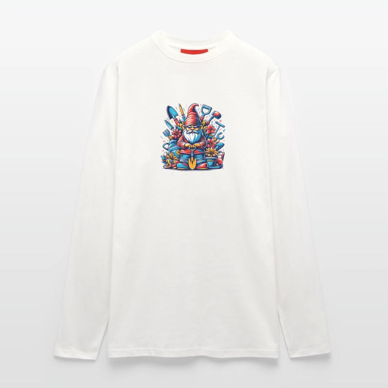 Bunter,grimmiger Gartenzwerg mit Blumen & Werkzeug Langarmshirt - made by SPREAD 
