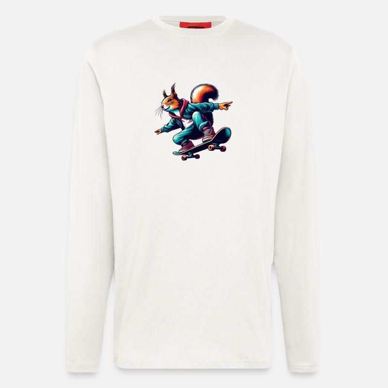Cool squirrel on a skateboard - Longsleeve - made by SPREAD  - OFF WHITE