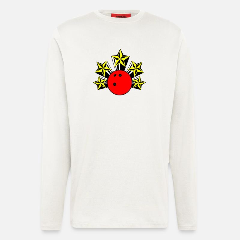 Bowlingkugel mit Sternen - Langarmshirt - made by SPREAD  - OFF WHITE