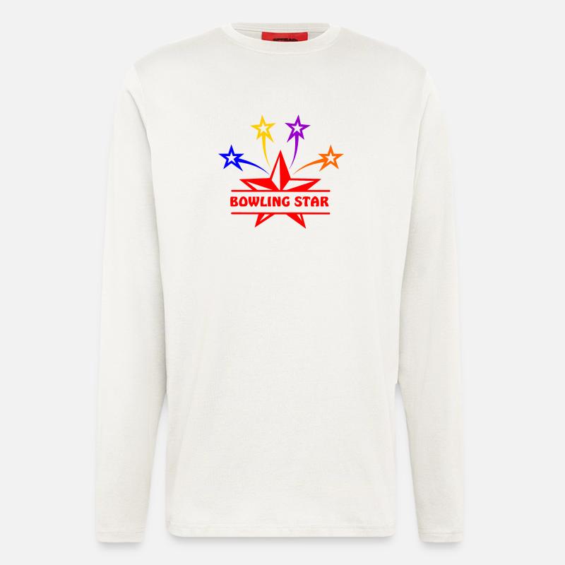 Couleur étoile de bowling - Manches longues bio décontracté fabriqué en UE - OFF WHITE