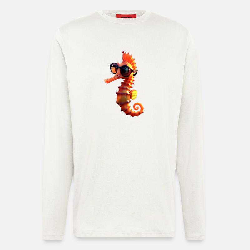 Seepferdchen Aquarist Angler Süßes Seepferdchen - Langarmshirt - made by SPREAD - OFF WHITE
