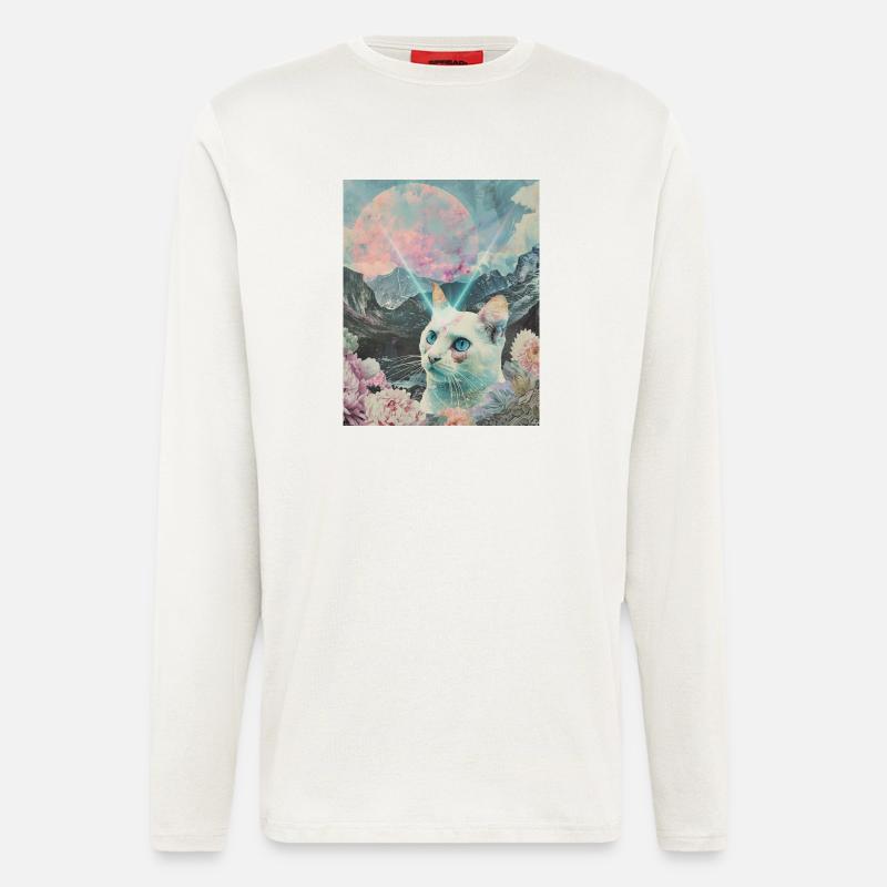 Comet cat between blooming peaks - Longsleeve - made by SPREAD  - OFF WHITE
