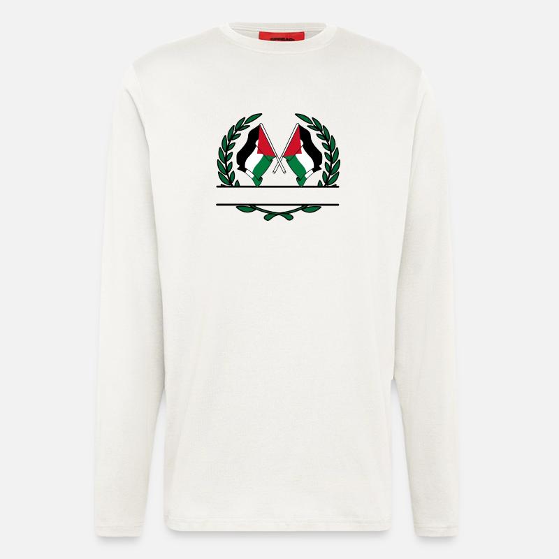 Fahnen mit palästinensischem Lorbeerkranz - Langarmshirt - made by SPREAD  - OFF WHITE