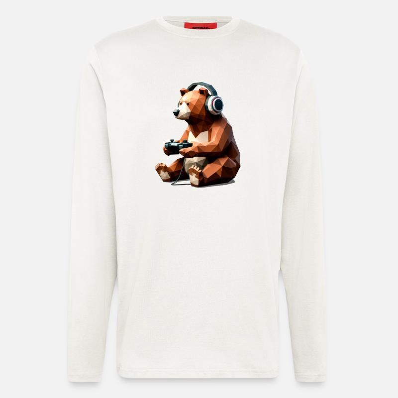 Gaming Bear with Headset & Controller - Longsleeve - made by SPREAD  - OFF WHITE