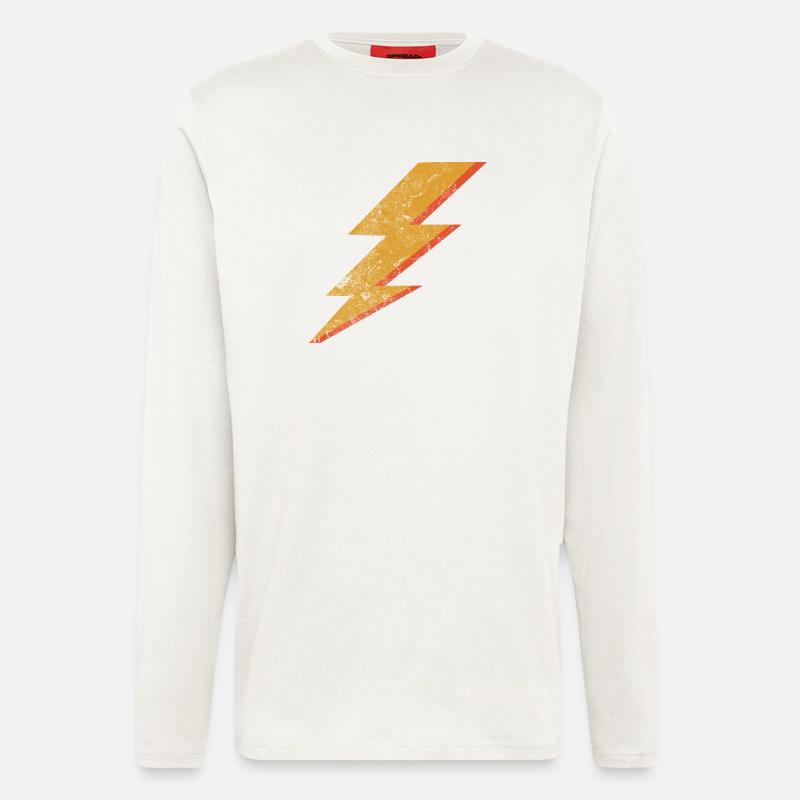 Éclair rouge et jaune de style grunge - Manches longues bio décontracté fabriqué en UE - OFF WHITE