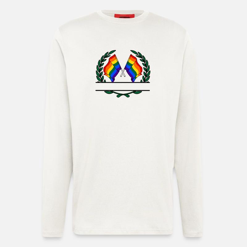 Fahnen Regenbogen Lorbeerkranz Banner - Langarmshirt - made by SPREAD  - OFF WHITE