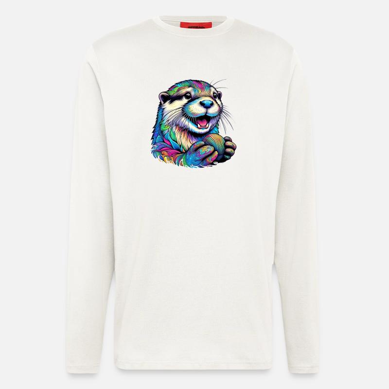 Fischotter mit Panzer - Langarmshirt - made by SPREAD  - OFF WHITE