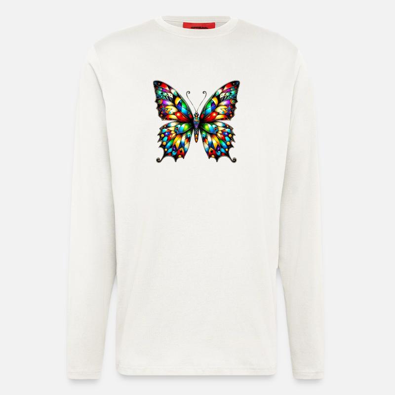 Papillon - Manches longues bio décontracté fabriqué en UE - OFF WHITE