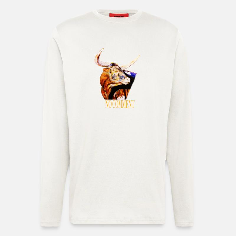Wasserfarbener Stier – No Comment - Langarmshirt - made by SPREAD  - OFF WHITE