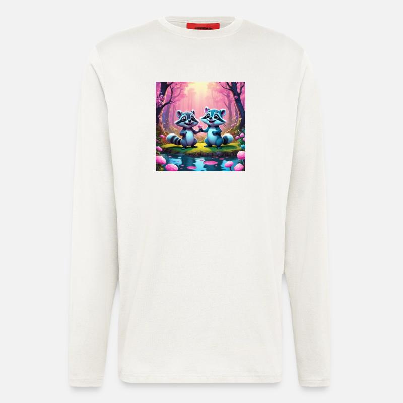 Waschbären im Märchenwald - Langarmshirt - made by SPREAD  - OFF WHITE