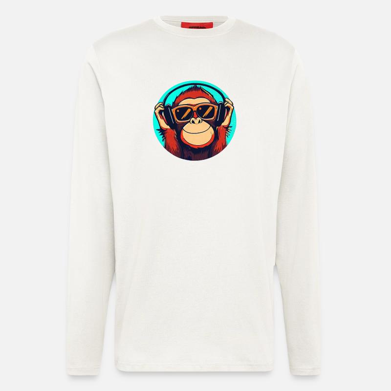 Affe mit Sonnenbrille und Kopfhörern - Langarmshirt - made by SPREAD  - OFF WHITE