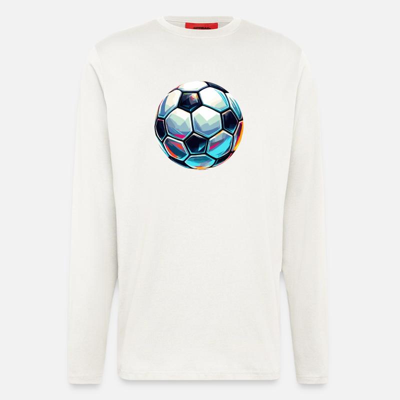 Bunt schimmernder Fußball mit Lichtreflexe - Langarmshirt - made by SPREAD  - OFF WHITE