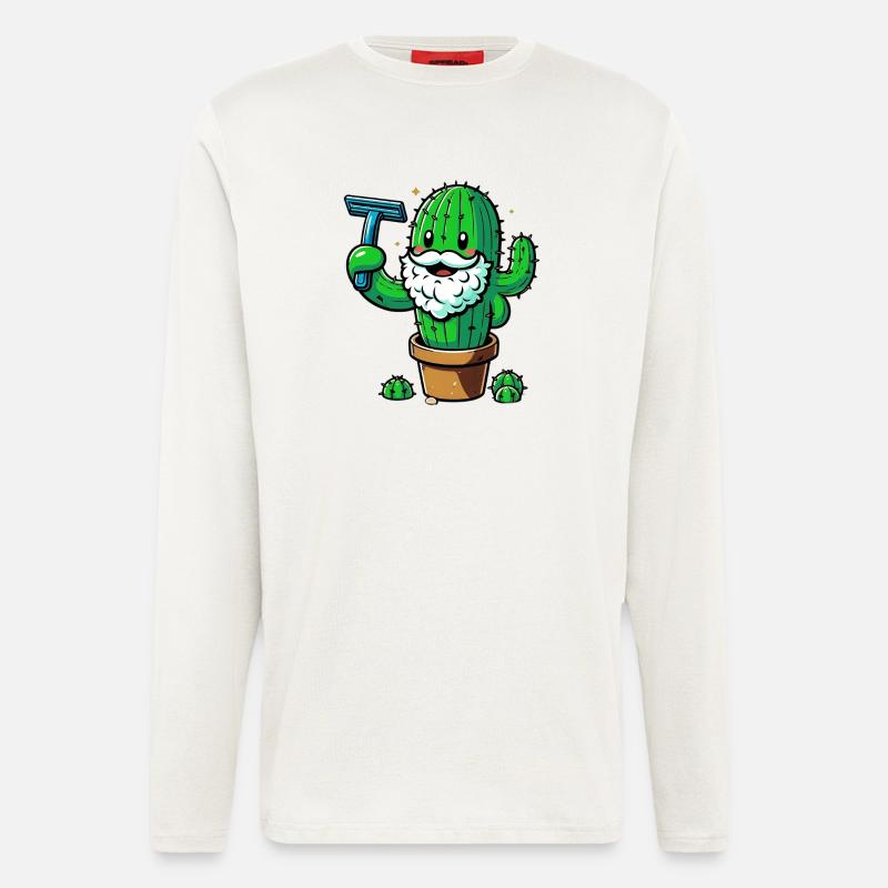 Cactus rasiert sich den Bart - Langarmshirt - made by SPREAD - OFF WHITE