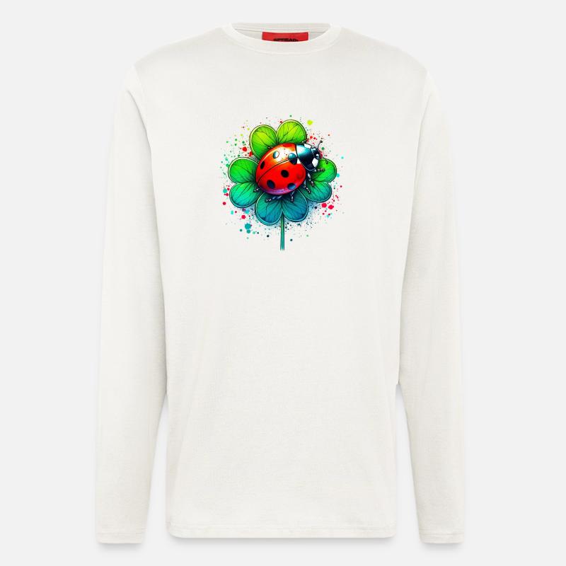 Ladybug on a four-leaf clover - Longsleeve - made by SPREAD  - OFF WHITE
