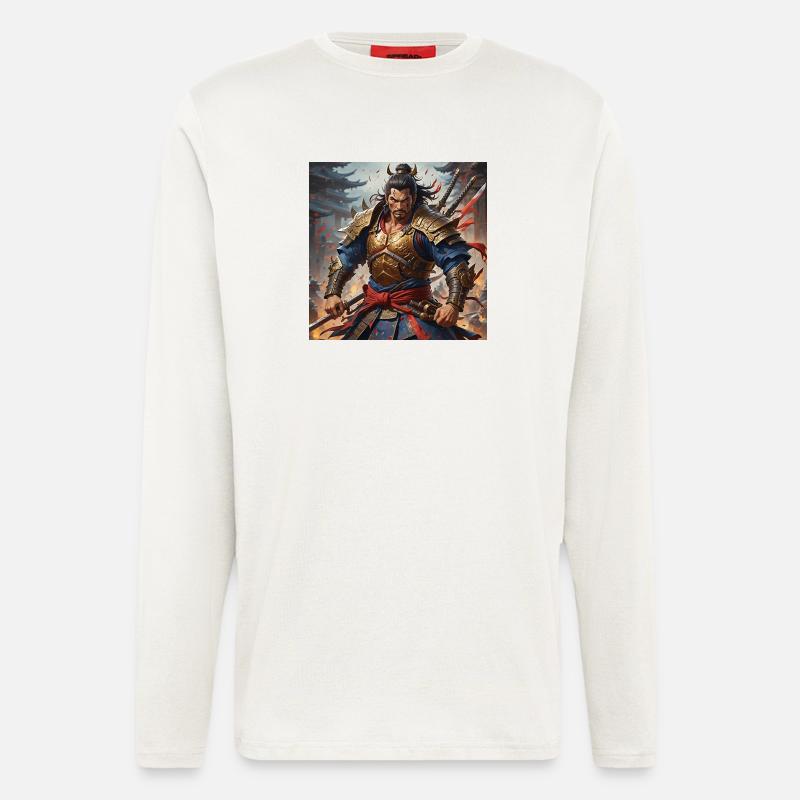 Goldener Krieger mit Doppelschwertern - Langarmshirt - made by SPREAD  - OFF WHITE