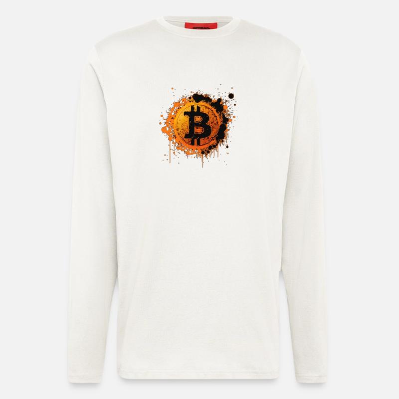 Bitcoin Splatter Graffiti Orange - Langarmshirt - made by SPREAD  - OFF WHITE