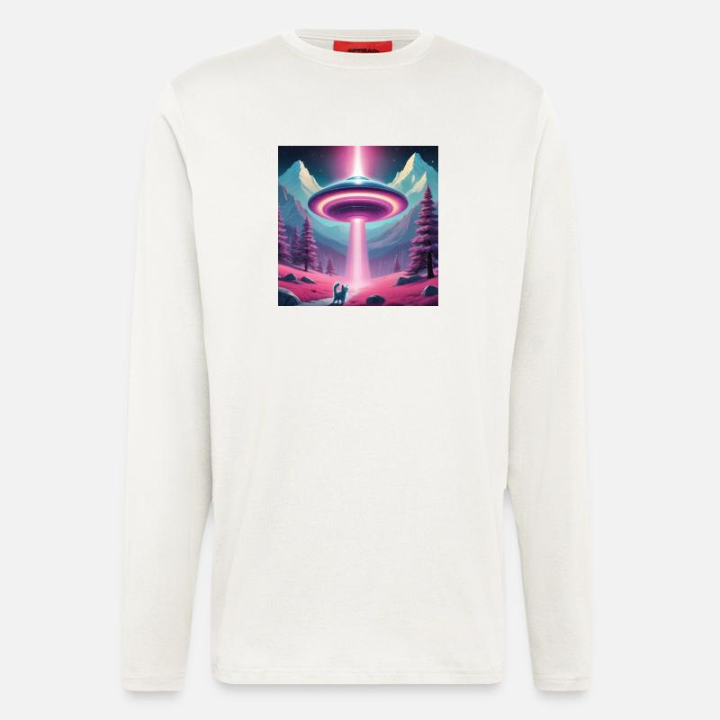 Ufo mit Kätzchen - Langarmshirt - made by SPREAD  - OFF WHITE