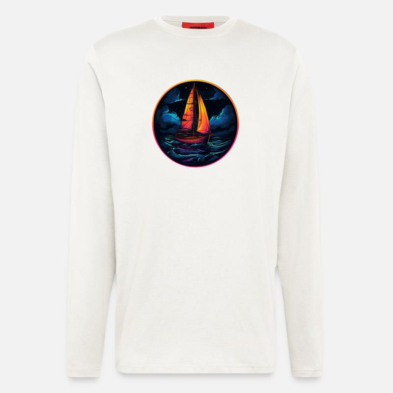 Neonsegler am Abendsee - Langarmshirt - made by SPREAD  - OFF WHITE