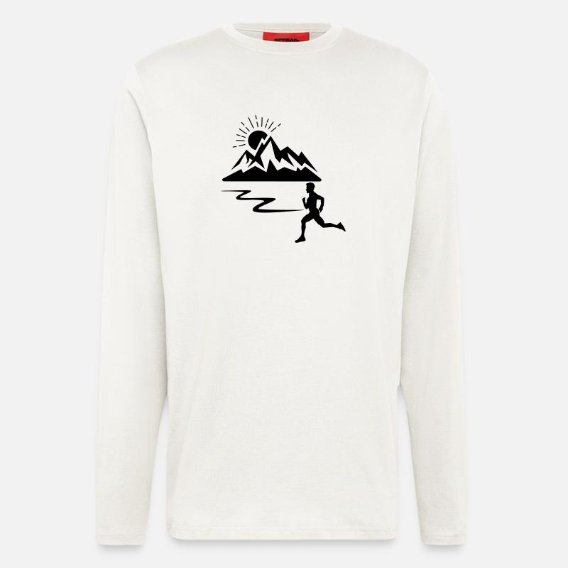 Runner man with mountains - Longsleeve - made by SPREAD  - OFF WHITE