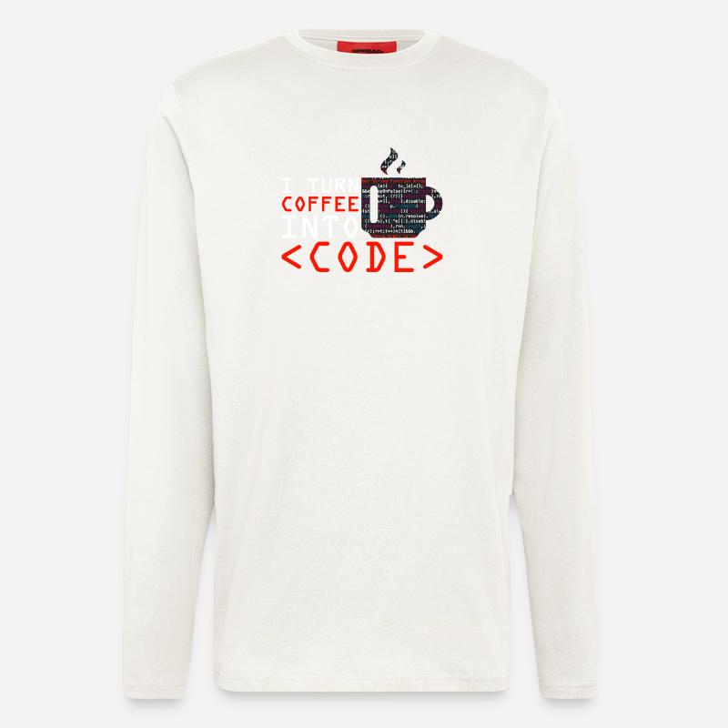 Aus Kaffee Code generieren Programmierer - Langarmshirt - made by SPREAD  - OFF WHITE